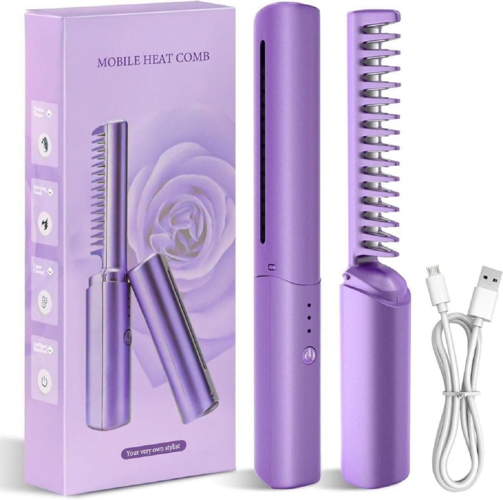Portable Mini Hair Straightener for Women – Cordless, Rechargeable, Pocket-Size Hot Comb | COD Available