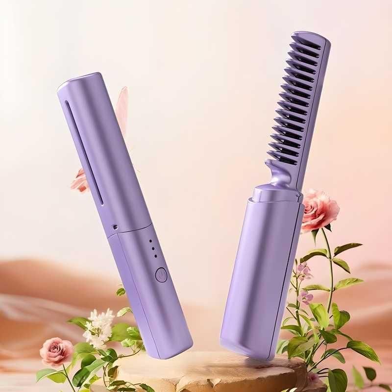 Portable Mini Hair Straightener for Women – Cordless, Rechargeable, Pocket-Size Hot Comb | COD Available